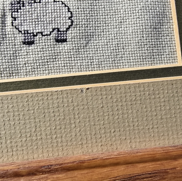 Needlepoint Cross Stitch Vintage Bless This Child Square Matted Framed - Picture 4 of 7